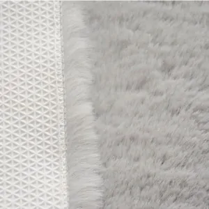 ECO-FUR SKIN SHAPED PUFFY RUG LIGHT GREY FC6