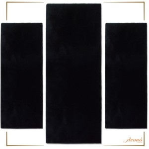 SET FUR RUGS PUFFY BLACK FC9