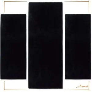 SET FUR RUGS PUFFY BLACK FC9
