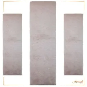 SET THREE FUR RUGS BEDROOM PUFFY PINK FC19 New Plan