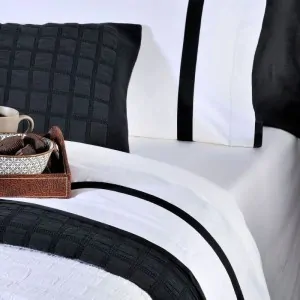 SET BED SHEETS WHITE COLORED BLACK REVER 14-0237