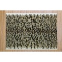 Color: Modern ethnic rug with an Indian aesthetic dominated by the tiger animal print in black and white.