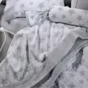 Βρεφικό πάπλωμα κούνιας από βαμβάκι σατέν λευκό με γκρι αστεράκια Down Town