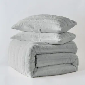 WARM FUR QUILT SET VOLCANO GREY