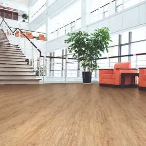 office with vinyl flooring, sandy wood color