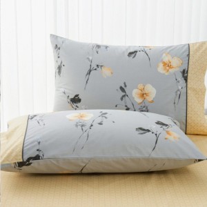 YELLOW AND GREY FLORAL PILLOW CASES