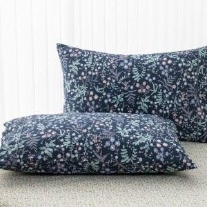 DARK BLUE FLORAL PILLOW CASES SEGRETO LIOLIOS