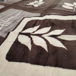 brown blanket with beige squares and leaves pattern offers in Greece
