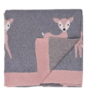 BABY BLANKET COTTON GREY BABY DEER