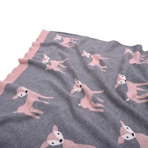 BABY BLANKET COTTON GREY BABY DEER