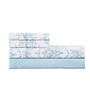 super double folded light blue floral sheets from the Greek brand Liolios Home