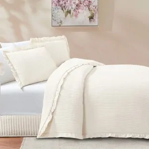 bed with BEDSPREAD ARMONY CREAM  by greek brand liolios home