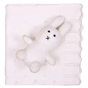 bunny toy set with ivory baby blanket