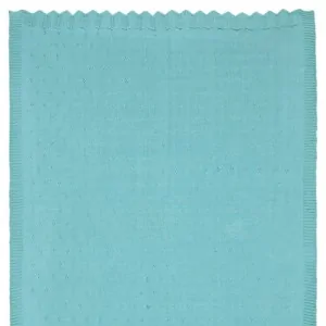 the aqua color baby blanket knitted cotton by liolios home brand in greek lefko shop