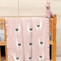 blanket bebe pink with lama patterns in a baby crib in lefko shop Corinth