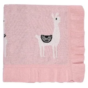 lama pattern in a pink cotton baby blanket in lefko shop korinthos peloponnese