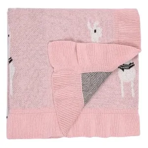 BABY BLANKET COTTON PINK WITH LAMA TOY