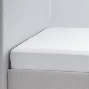 GREY BED WITH WHITE MATTRESS COVER FOR EXTRA HYGIENE