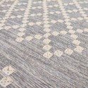 Summer synthetic runner rug with wicker ecru and gray, with a diamond pattern chessboard