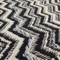 Summer synthetic runner rug with wicker black, white and gray, with a zig zag pattern