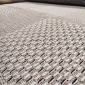 WICKER RUG BEIGE WITH BLACK AND WHITE DETAILS