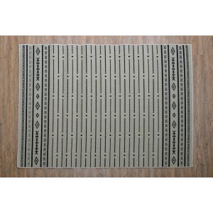 SYNTHETIC WICKER RUG BEIGE GEOMETRIC BOHO with egyptian symbols