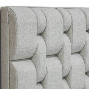 Modern upholstered bed New chain with grey stain resistant fabric at lefko