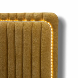 YELLOW bed headboard made in greece with led lights ON