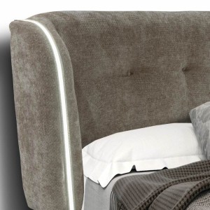 modern wooden bed INFINITY  with headboard and led lights at lefko store korinthos