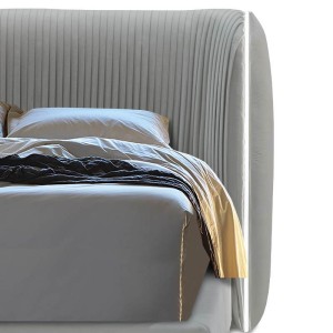 modern wooden bed river with headboard and led lights at lefko store korinthos