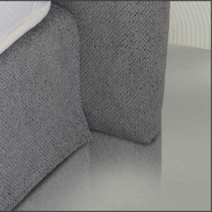 bed made in greece with grey fabric on headboard Cloud from bedart