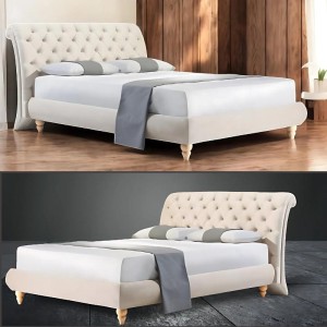 ΚΡΕΒΑΤΙ ΞΥΛΙΝΟ SHERMAN  ΜΕ ΣΚΕΛΕΤΟ ΝΤΥΜΕΝΟ ΜΕ μπεζ ΚΕΦΑΛΑΡΙ ΕΛΛΗΝΙΚΟ ΣΤΟ ΛΕΥΚΟ