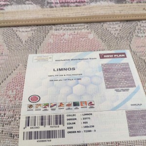 LIMNOS GREY PINK CARPET OFFER certifications label at lefko shop korinthos