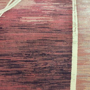 red with abstract beige and vream yellow lines mancini carpet wool feel