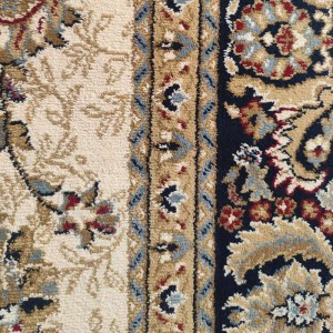 κλασικο χαλί orian 170 με περίγραμμα και ΜΠΛΕ σχέδιο και μπεζ κρόσια στο λευκο κορινθίας