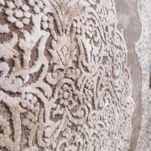 SOFT RUG VELVET VIZON BEIGE VINTAGE with central pattern klonaras fashion greece 6185