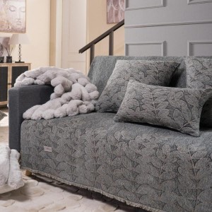 σαλόνι με γκρι ριχτάρι σενίλ χειμερινό CHARLOTTE 04 στο λευκο κορινθια