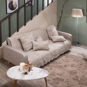 σαλόνι μοντέρνο με καναπε ΓΚΡΙ σιελ και ριχτάρι μπεζ GARLAND 07 από το λευκό κόρινθος