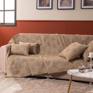 καφέ μπεζ ριχτάρι καναπέ σενίλ με βαμβάκι MIDLAND 08 στο λευκό κορινθία