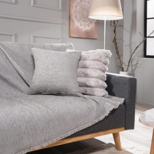 γκρι ριχτάρι καναπέ σενίλ με βαμβάκι FREMONT 11 στο λευκό κορινθία