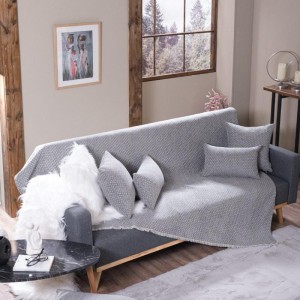 γκρι ριχτάρι καναπέ σενίλ με βαμβάκι MICHIGAN 11 στο λευκό κορινθία