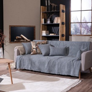 γκρι μπλε ριχτάρι καναπέ σενίλ με βαμβάκι MICHIGAN 04 στο λευκό κορινθία