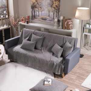 σκουρο γκρι ριχτάρι καναπέ σενίλ με βαμβάκι MICHIGAN 03 στο λευκό κορινθία