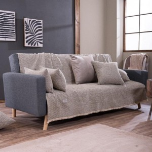 μπεζ ριχτάρι καναπέ σενίλ με βαμβάκι MICHIGAN 14 στο λευκό κορινθία