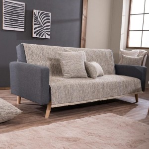 μπεζ ριχτάρι καναπέ σενίλ με βαμβάκι NASHVILLE 02 στο λευκό κορινθία