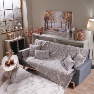 μπεζ ριχτάρι καναπέ σενίλ με βαμβάκι NASHVILLE 05 στο λευκό κορινθία