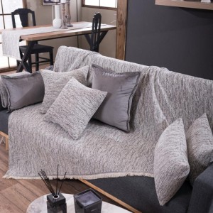 γκρι ριχτάρι καναπέ σενίλ με βαμβάκι NASHVILLE 01 στο λευκό κορινθία