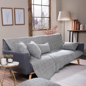 γκρι ριχτάρι καναπέ σενίλ με βαμβάκι HAMPTON 13 στο λευκό κορινθία