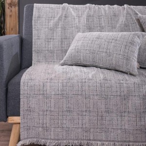 σαλόνι μοντέρνο με καναπε ΓΚΡΙ και ριχτάρι γκρι HAMPTON 11  από το λευκό κόρινθος