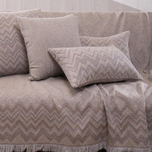 μπεζ ριχτάρι καλοκαιρινό πολυθρόνας καναπέ με ζικ ζακ βαμβακερό PIACENZA 03